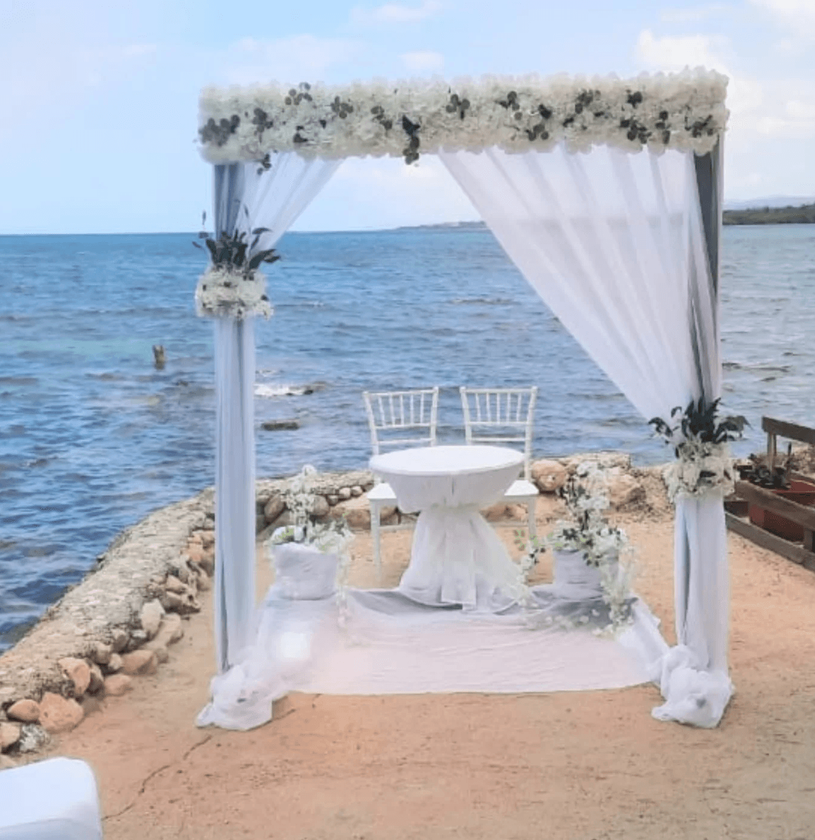 Beachside wedding setup