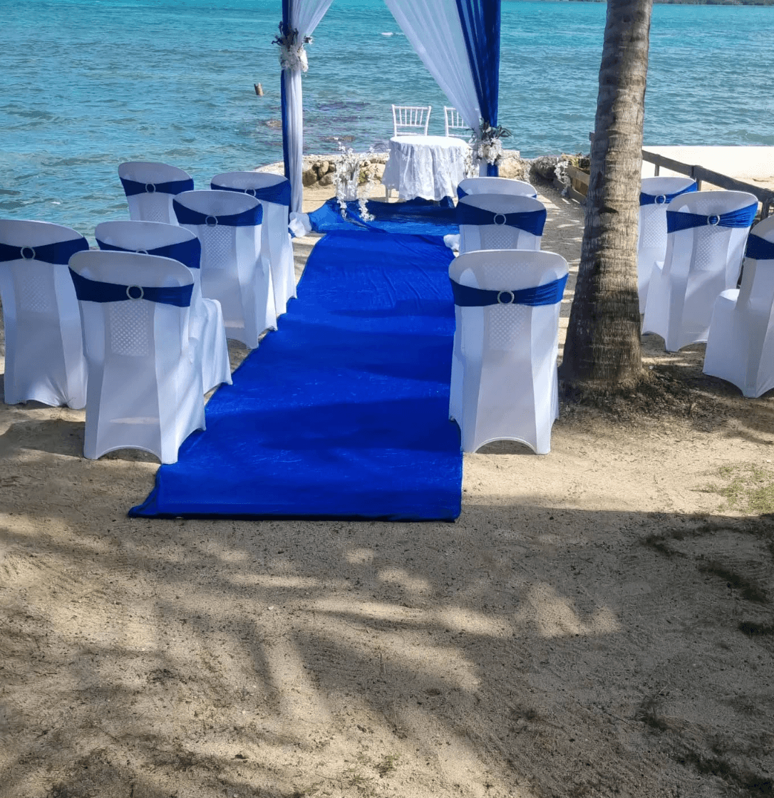 Blue themed beach wedding